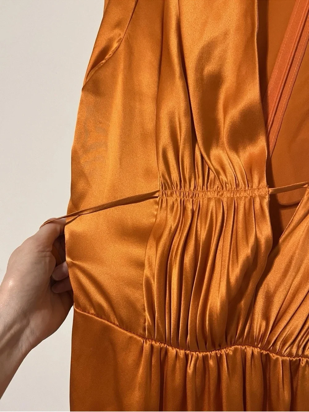 NWT Alejandra Alonso Rojas Orange Midi Satin Silk Dress Nwt Sz 8    E